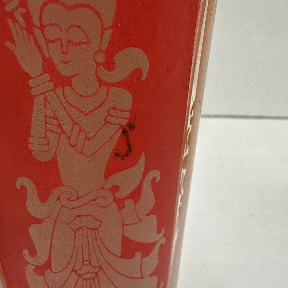 Vntg 1960's Culvers Red & Gold Siam Thai Goddess 4 High Ball Glasses‎ 6.25
